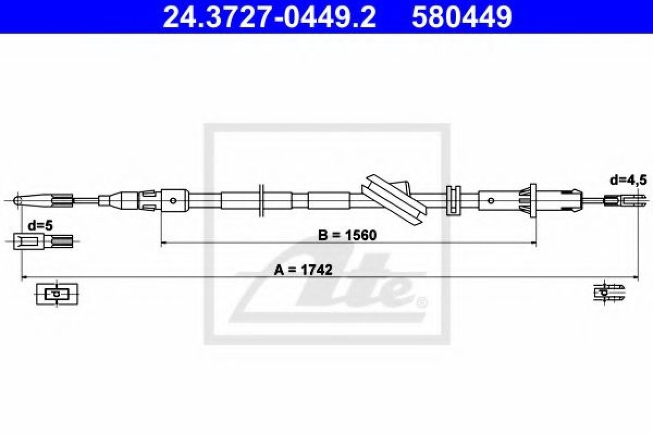 Cablu, frana de parcare MERCEDES E-CLASS (W211) (2002 - 2009) ATE 24.3727-0449.2 piesa NOUA