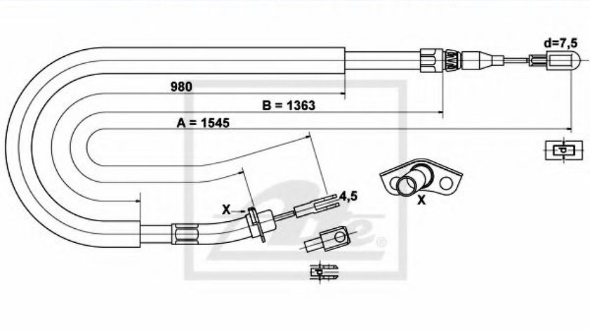 Cablu, frana de parcare MERCEDES SPRINTER 2-t bus (901, 902) (1995 - 2006) ATE 24.3727-0463.2 piesa NOUA