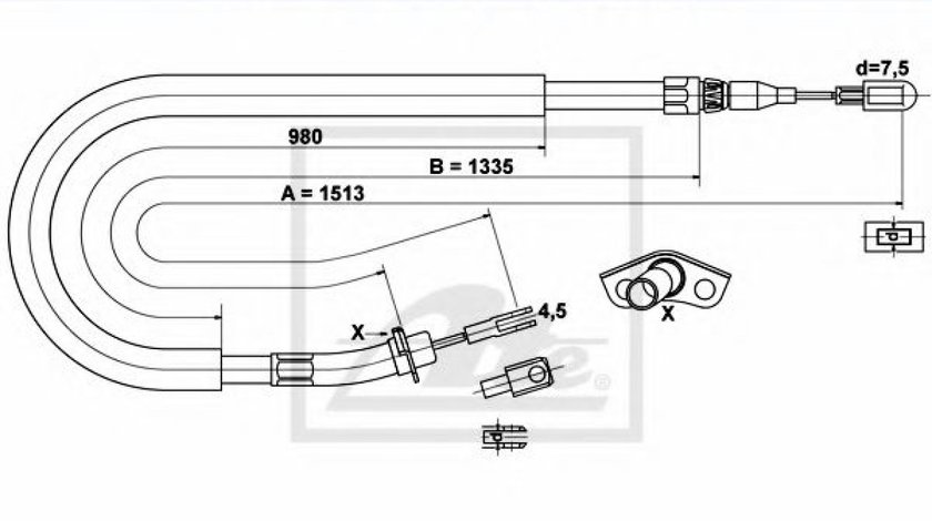 Cablu, frana de parcare MERCEDES SPRINTER 2-t caroserie (901, 902) (1995 - 2006) ATE 24.3727-0438.2 piesa NOUA