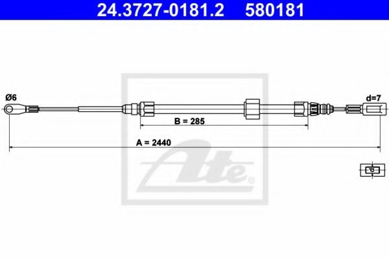 Cablu, frana de parcare MERCEDES SPRINTER 4-t bus (904) (1996 - 2006) ATE 24.3727-0181.2 piesa NOUA