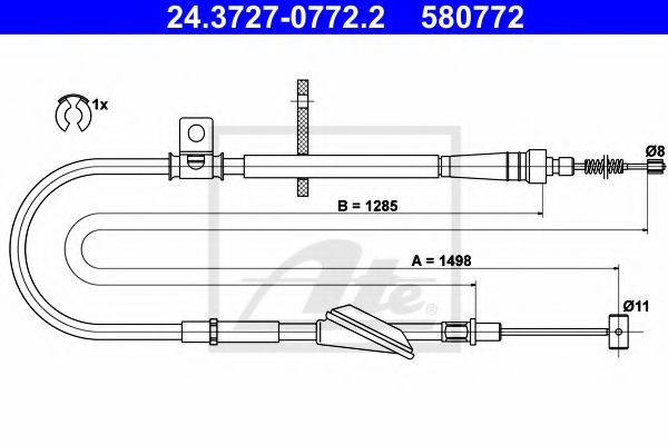 Cablu, frana de parcare OPEL AGILA (A) (H00) (2000 - 2007) ATE 24.3727-0772.2 piesa NOUA