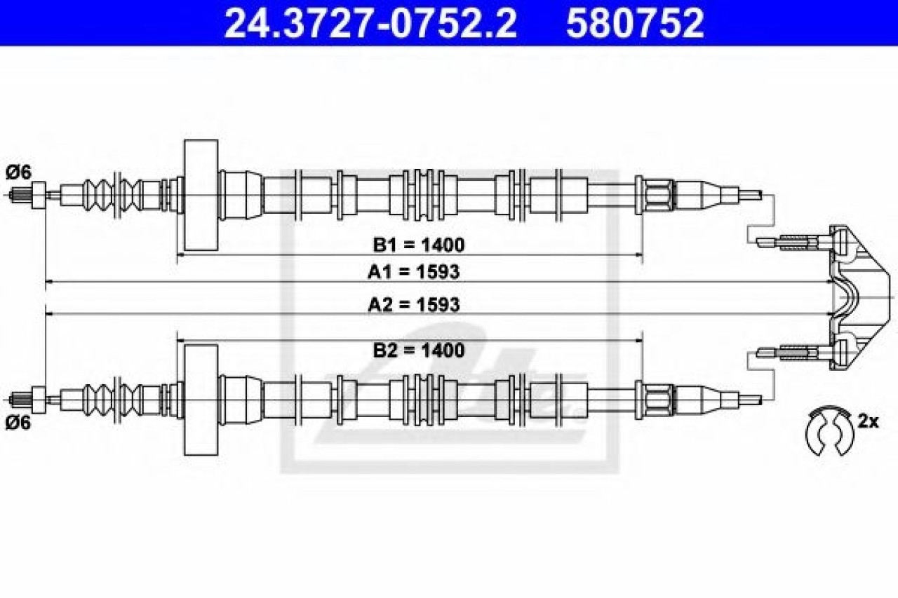 Cablu, frana de parcare OPEL ASTRA G Cabriolet (F67) (2001 - 2005) ATE 24.3727-0752.2 piesa NOUA