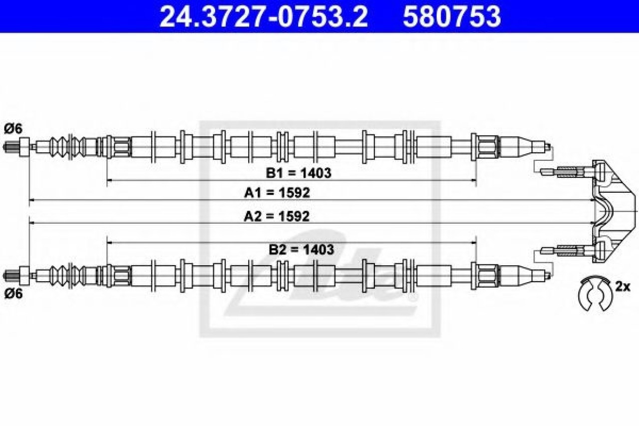 Cablu, frana de parcare OPEL ASTRA G Combi (F35) (1998 - 2009) ATE 24.3727-0753.2 piesa NOUA