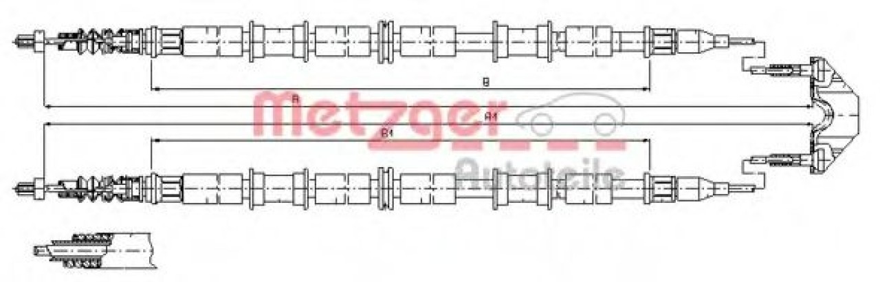 Cablu, frana de parcare OPEL ASTRA G Combi (F35) (1998 - 2009) METZGER 11.5863 piesa NOUA