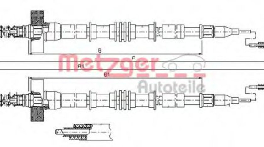 Cablu, frana de parcare OPEL ASTRA G Hatchback (F48, F08) (1998 - 2009) METZGER 11.5859 piesa NOUA