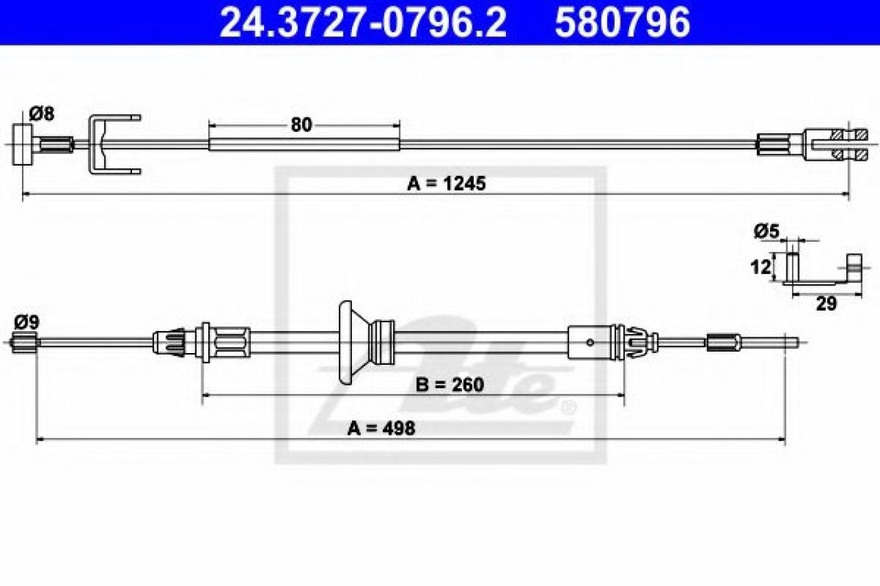 Cablu, frana de parcare OPEL VIVARO caroserie (F7) (2001 - 2014) ATE 24.3727-0796.2 piesa NOUA