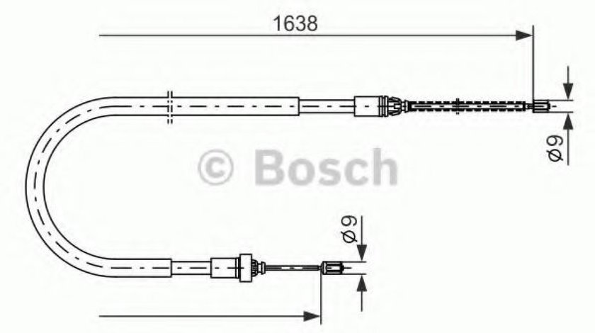 Cablu, frana de parcare PEUGEOT 206 limuzina (2007 - 2016) BOSCH 1 987 477 586 piesa NOUA