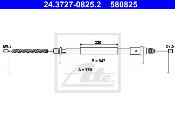 Cablu, frana de parcare PEUGEOT 406 Estate (8E/F) (1996 - 2004) ATE 24.3727-0825.2 piesa NOUA