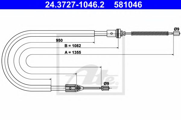 Cablu, frana de parcare RENAULT CLIO II (BB0/1/2, CB0/1/2) (1998 - 2005) ATE 24.3727-1046.2 piesa NOUA