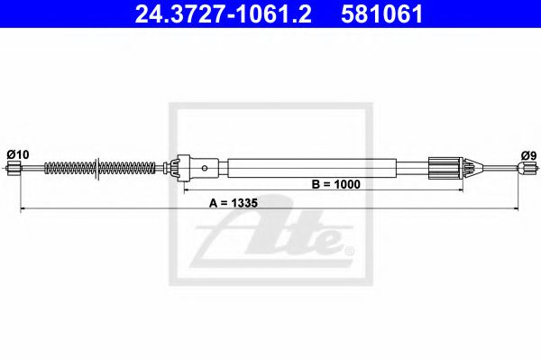 Cablu, frana de parcare RENAULT CLIO II (BB0/1/2, CB0/1/2) (1998 - 2005) ATE 24.3727-1061.2 piesa NOUA