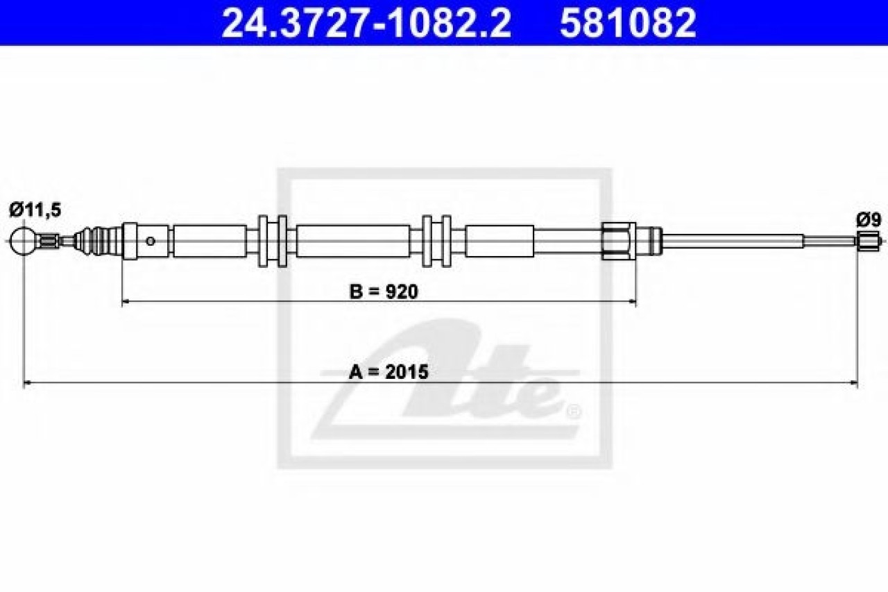 Cablu, frana de parcare RENAULT KANGOO BE BOP (KW0/1) (2009 - 2016) ATE 24.3727-1082.2 piesa NOUA