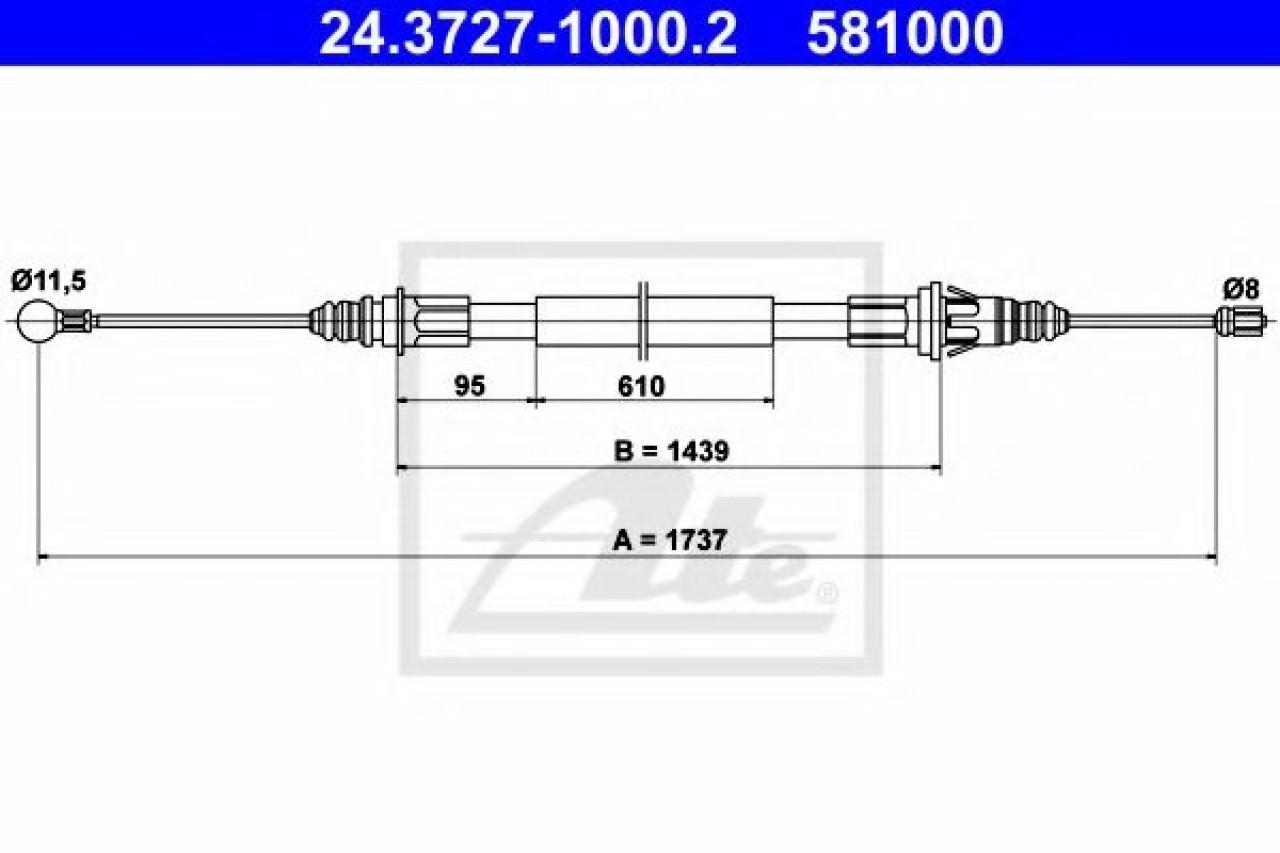 Cablu, frana de parcare RENAULT MASTER II caroserie (FD) (1998 - 2010) ATE 24.3727-1000.2 piesa NOUA