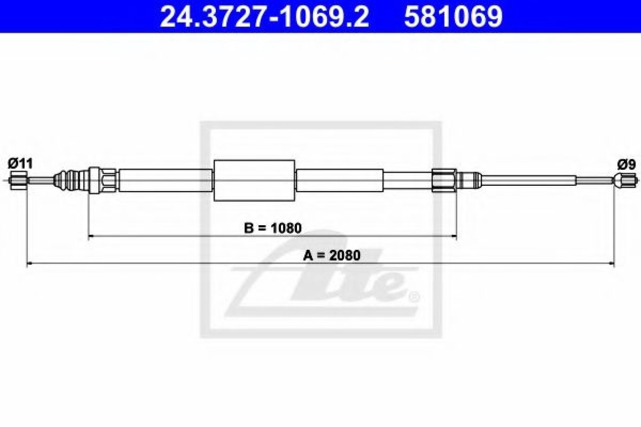 Cablu, frana de parcare RENAULT MEGANE II Grandtour (KM0/1) (2003 - 2012) ATE 24.3727-1069.2 piesa NOUA