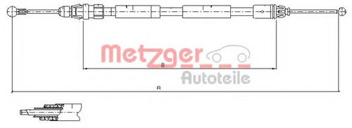 Cablu, frana de parcare RENAULT TRAFIC II bus (JL) (2001 - 2014) METZGER 11.6808 piesa NOUA