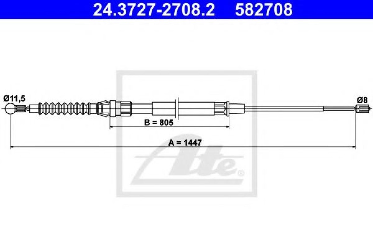 Cablu, frana de parcare SKODA OCTAVIA II Combi (1Z5) (2004 - 2013) ATE 24.3727-2708.2 piesa NOUA