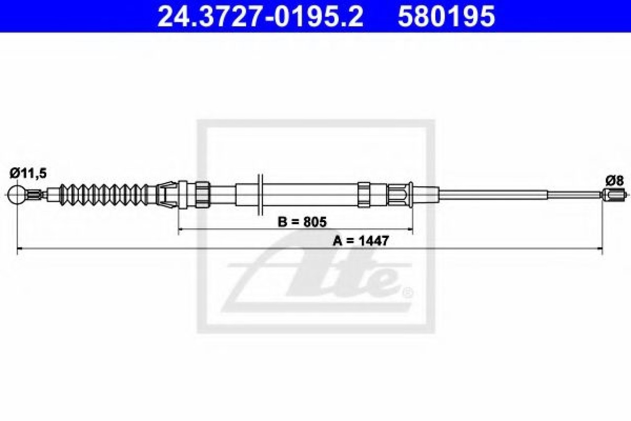 Cablu, frana de parcare SKODA YETI (5L) (2009 - 2016) ATE 24.3727-0195.2 piesa NOUA