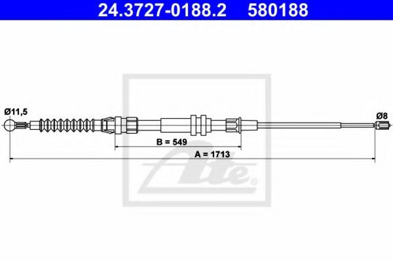 Cablu, frana de parcare VW CADDY III Combi (2KB, 2KJ, 2CB, 2CJ) (2004 - 2016) ATE 24.3727-0188.2 piesa NOUA