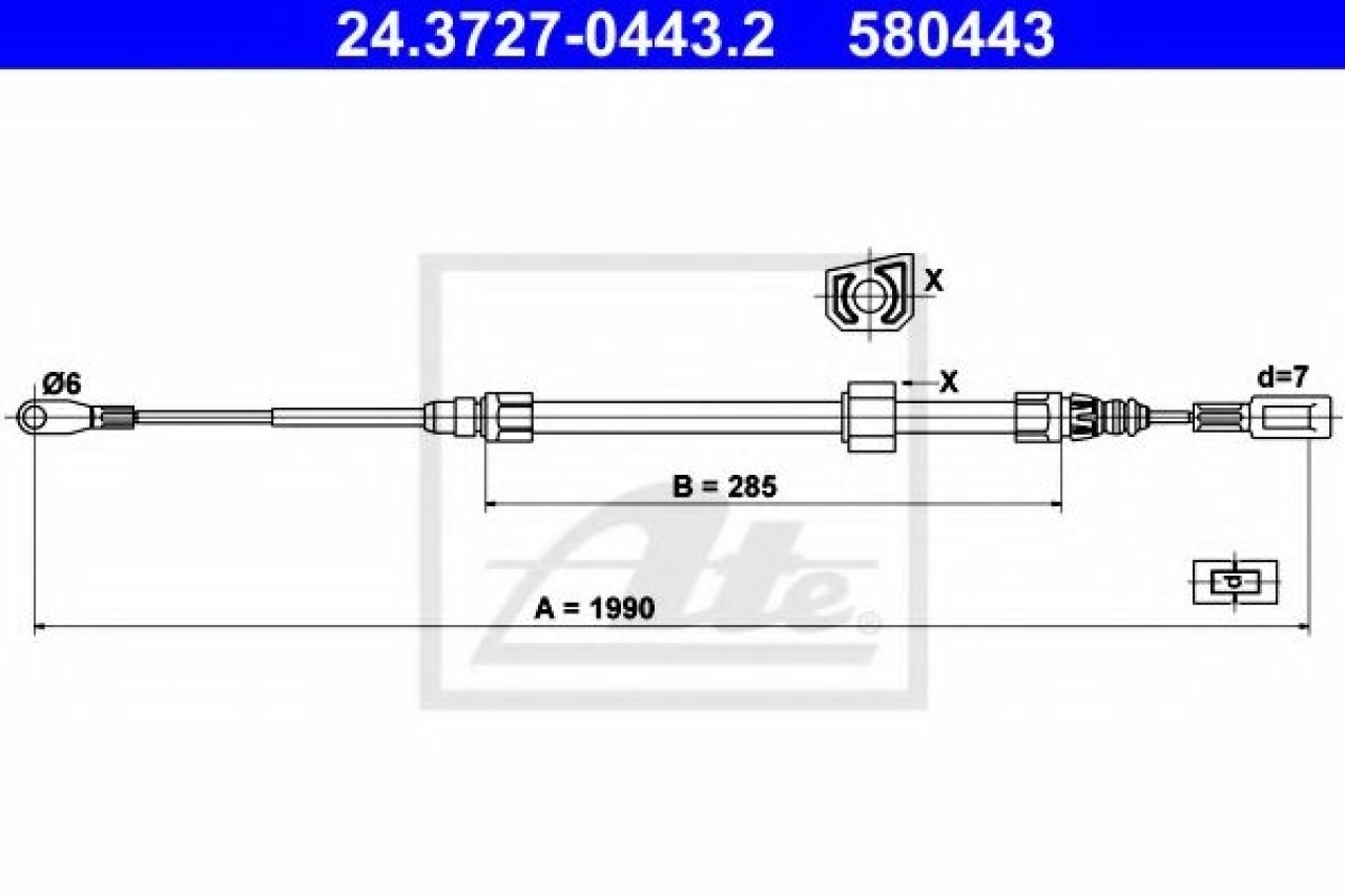 Cablu, frana de parcare VW LT II platou / sasiu (2DC, 2DF, 2DG, 2DL, 2DM) (1996 - 2006) ATE 24.3727-0443.2 piesa NOUA