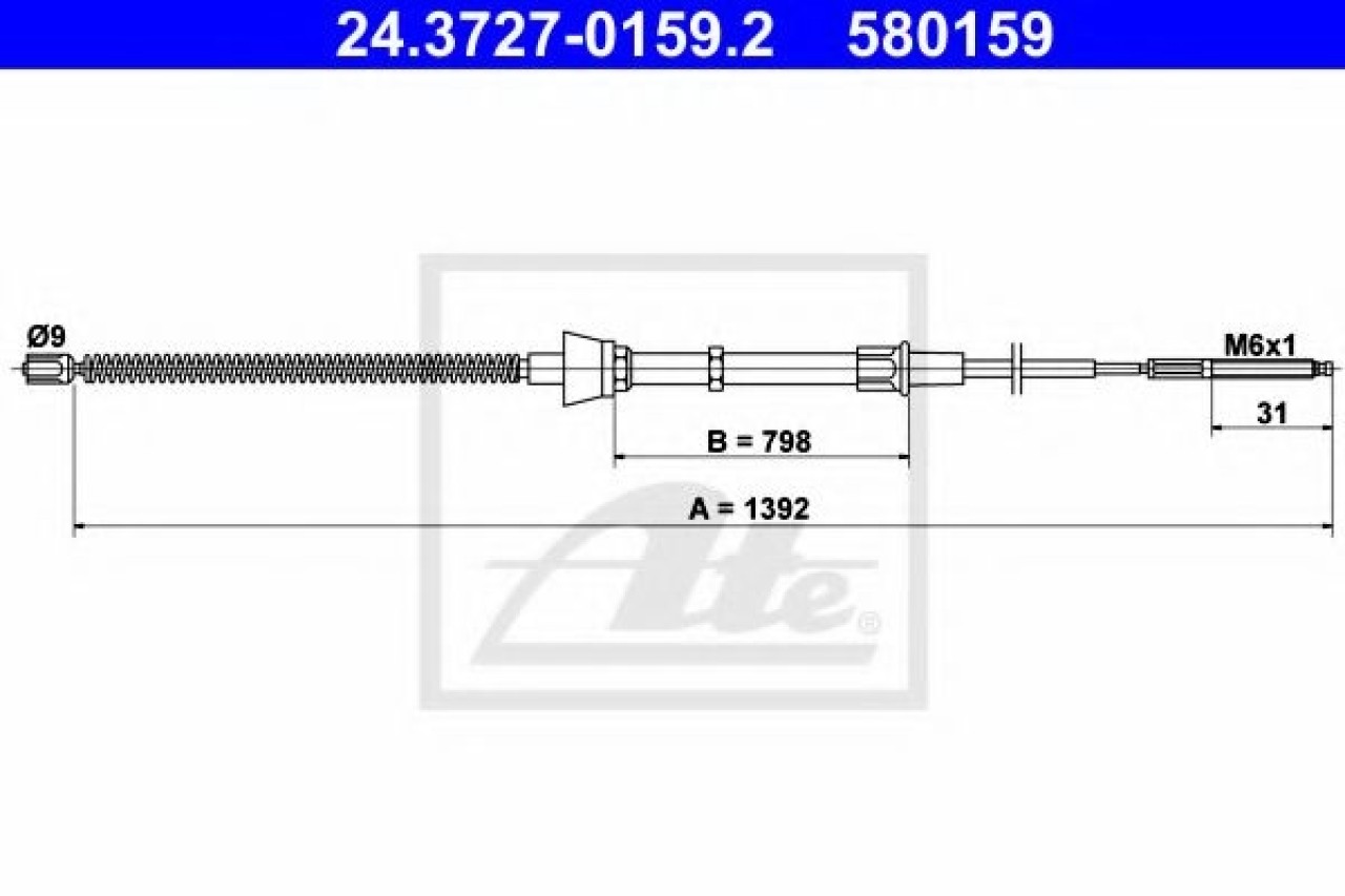 Cablu, frana de parcare VW LUPO (6X1, 6E1) (1998 - 2005) ATE 24.3727-0159.2 piesa NOUA