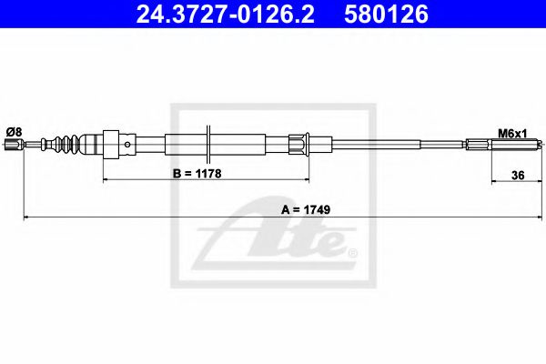 Cablu, frana de parcare VW PASSAT Variant (3A5, 35I) (1988 - 1997) ATE 24.3727-0126.2 piesa NOUA