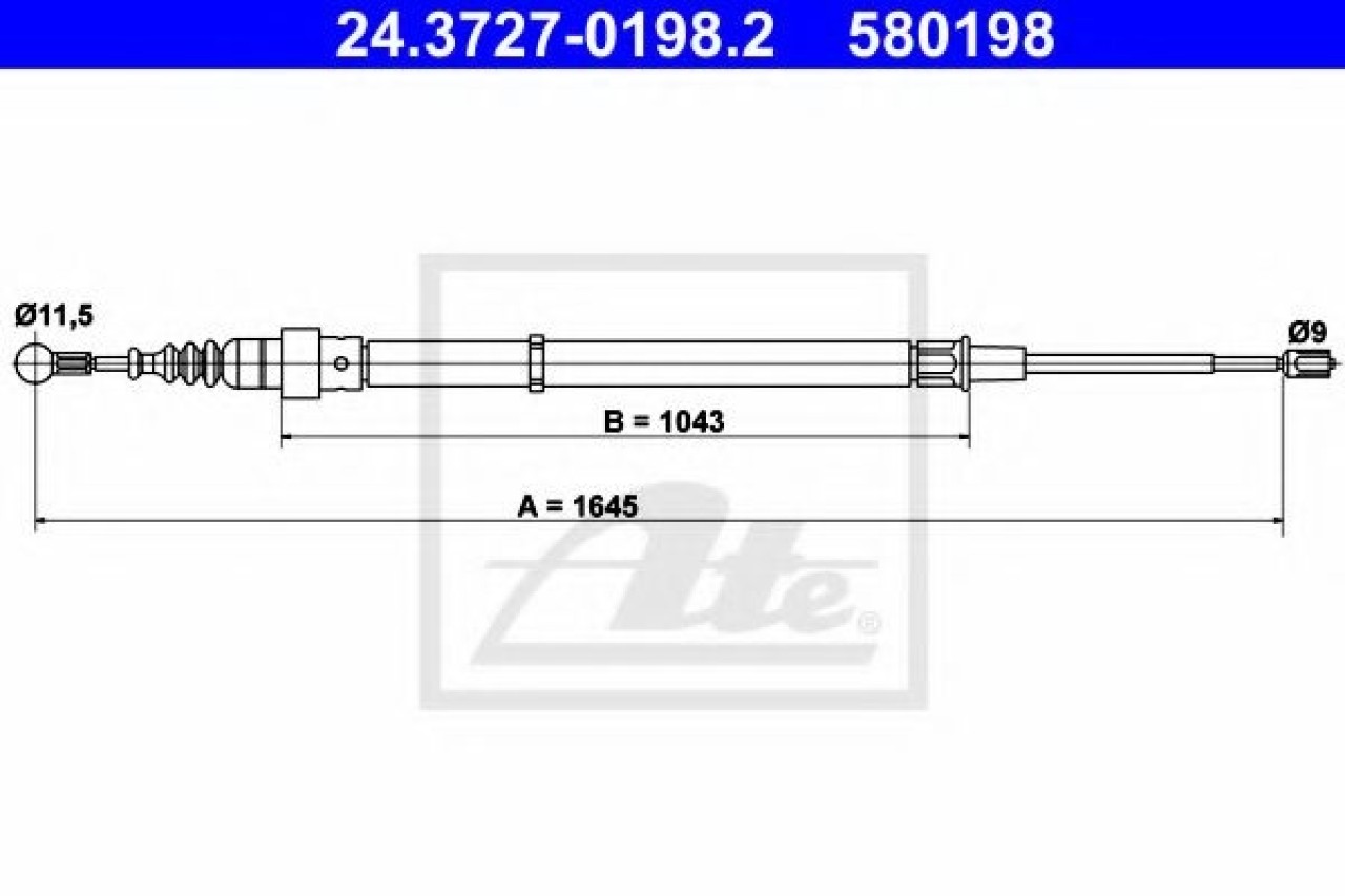 Cablu, frana de parcare VW POLO (9N) (2001 - 2012) ATE 24.3727-0198.2 piesa NOUA