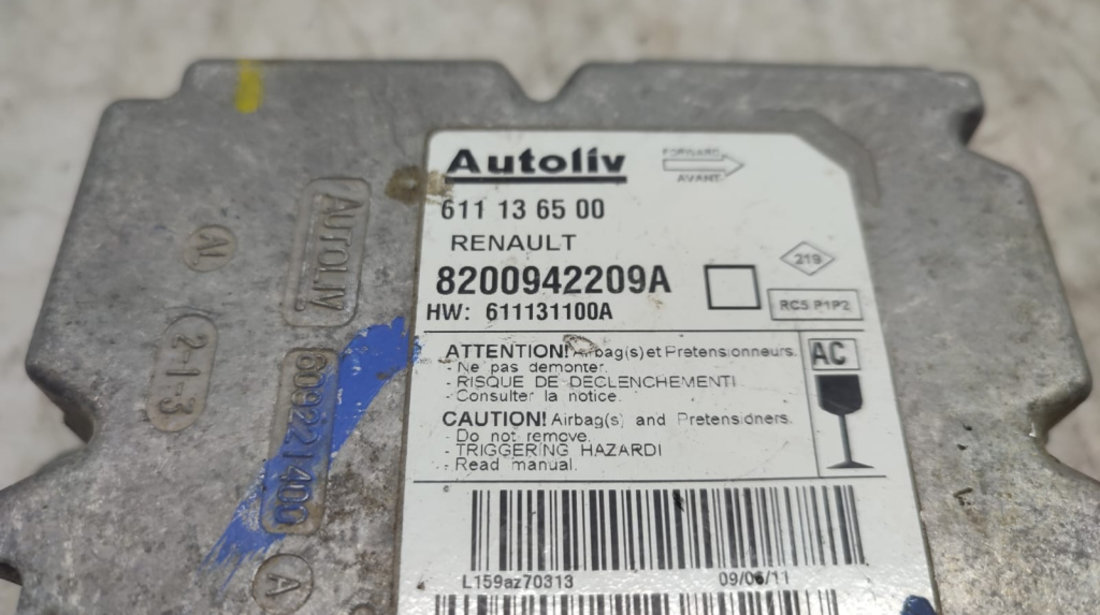 Calculator airbag 8200942209a Renault Master 3 [2010 - 2015]