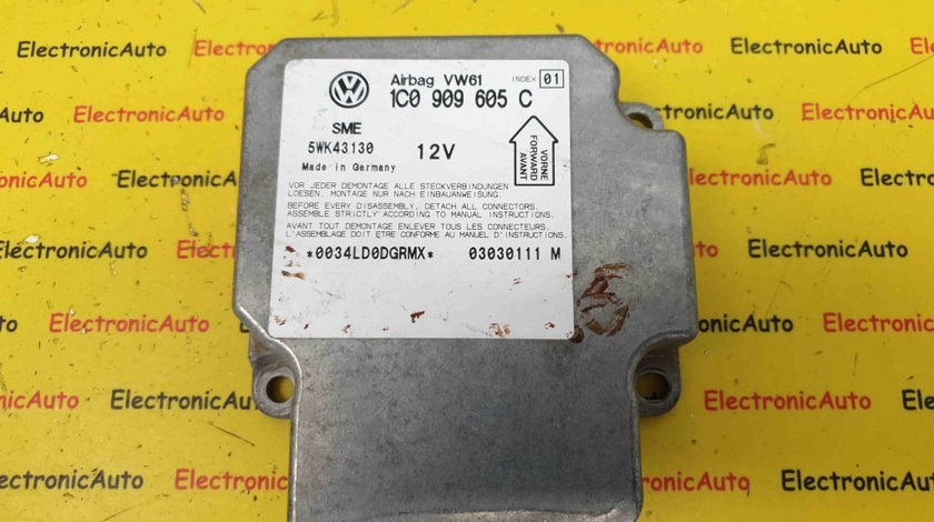 Calculator Airbag VW Passat, 1C0909605C, 5WK43130, INDEX 04