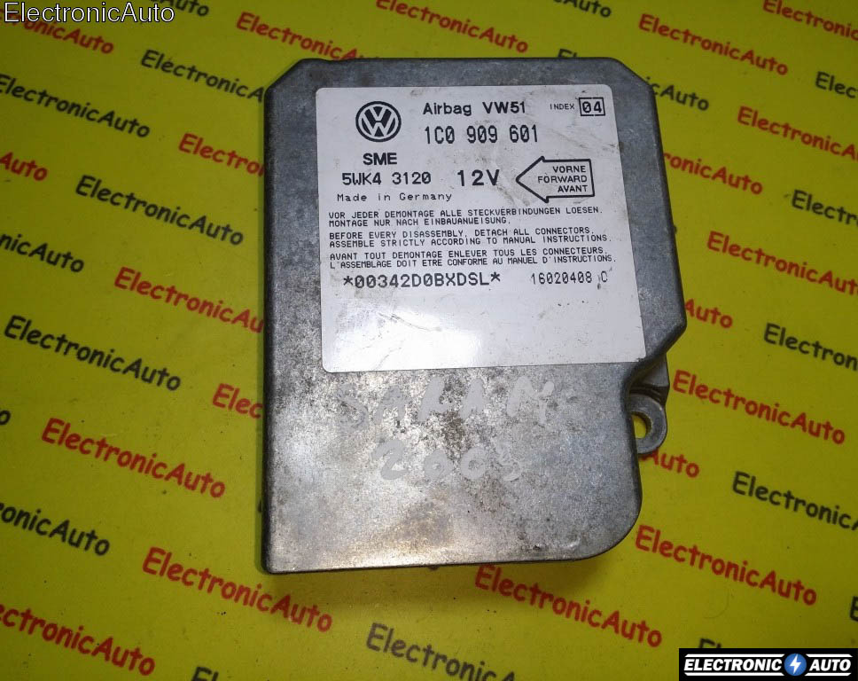 Calculator airbag Vw, Seat, Skoda, 1C0909601, 5WK43120, INDEX 04,