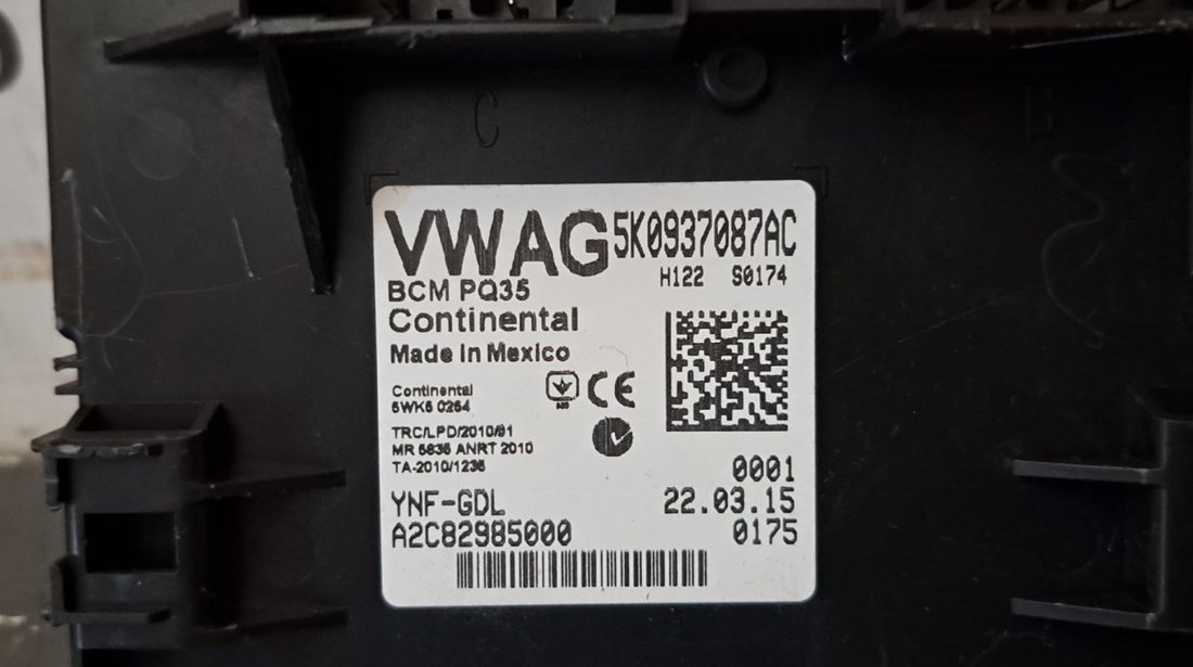 Calculator BCM 5K0937087AC VW Jetta Mk6 (162, 163, AV3, AV2) 1.6 110 cai CWVA