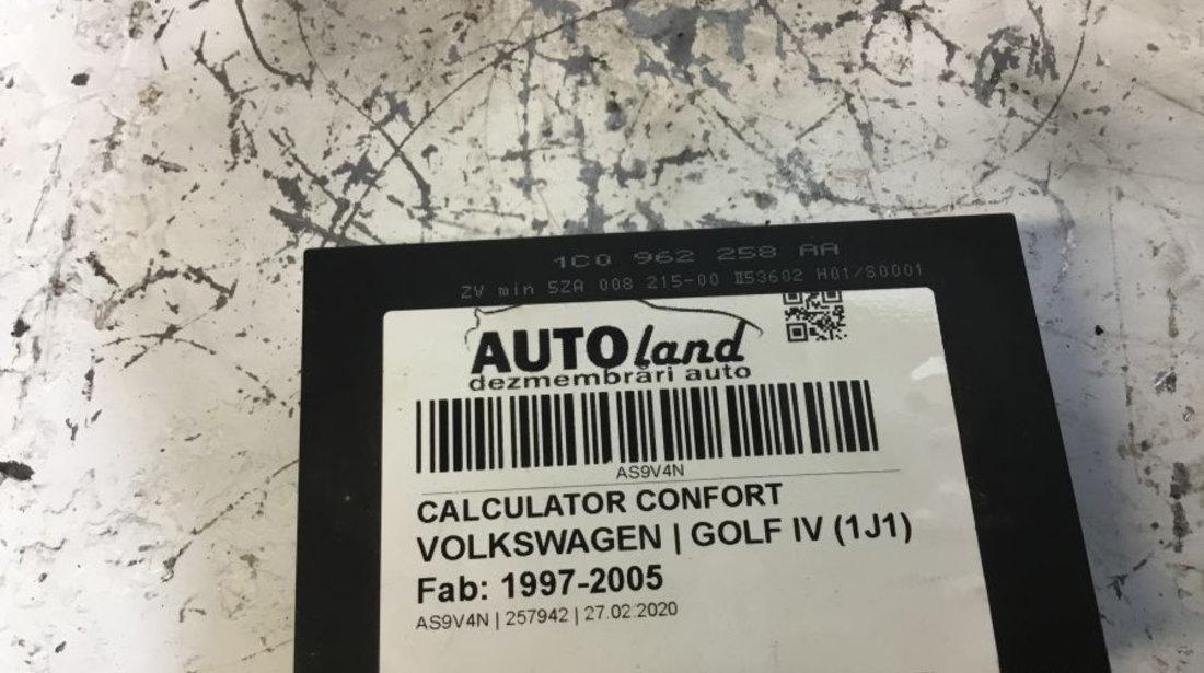 Calculator Confort 1c0962258aa Volkswagen GOLF IV 1J1 1997-2005