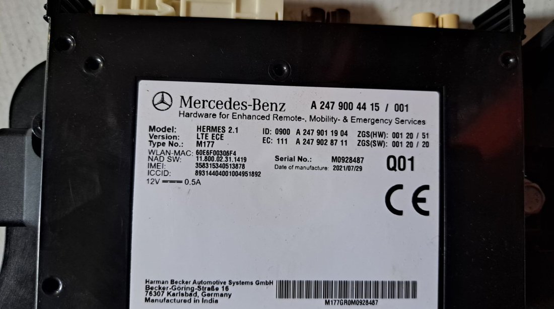 Calculator confort A2479004415 Mercedes Benz Clasa B (W247) 1.5 d 116 cai