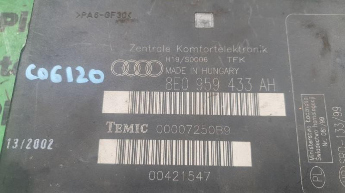 Calculator confort Audi A4 (2001-2004) [8E2, B6] 8e0959433ah