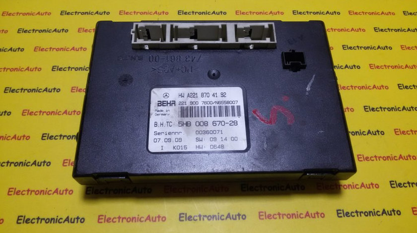 Calculator confort Mercedes S Class A2218704192, 5HB00867028