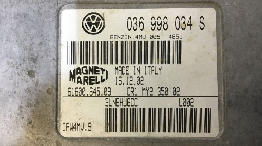 Calculator Ecu Motor 036998034s Benzina Volkswagen POLO 9N 2001