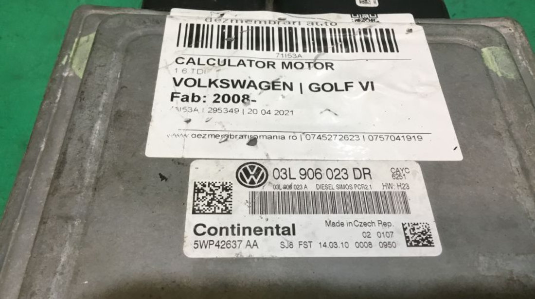 Calculator Ecu Motor 03l906023dr 1.6 TDI Volkswagen GOLF VI 2008