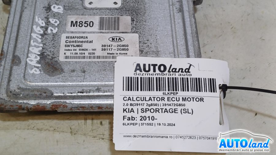 Calculator Ecu Motor 391472g850 2.0 B39117 2g850 Kia SPORTAGE SL 2010