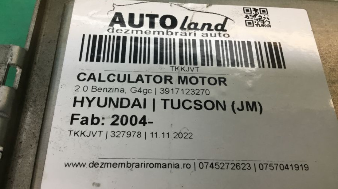 Calculator Ecu Motor 3917123270 2.0 Benzina, G4gc Hyundai TUCSON JM 2004