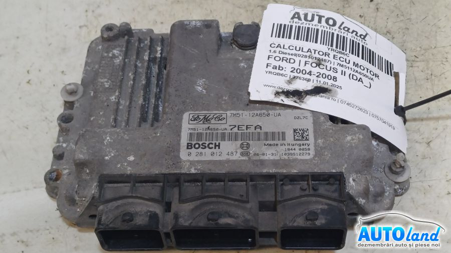 Calculator Ecu Motor 7m5112a650ua 1.6 Diesel0281012487 Ford FOCUS II DA 2004-2008