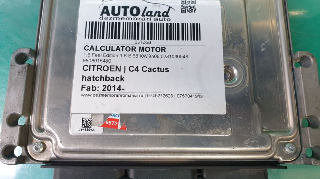 Calculator Ecu Motor 9808016480 1.6 Feel Edition 1.6 B,68 KW,9h06,0281030548 Citroen C4 Cactus hatchback 2014