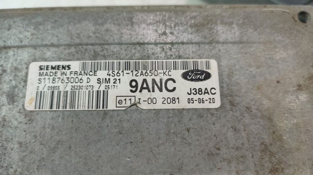 Calculator motor 4s61-12a650-kc 1.3 benzina Ford Fiesta 5 [2001 - 2007]