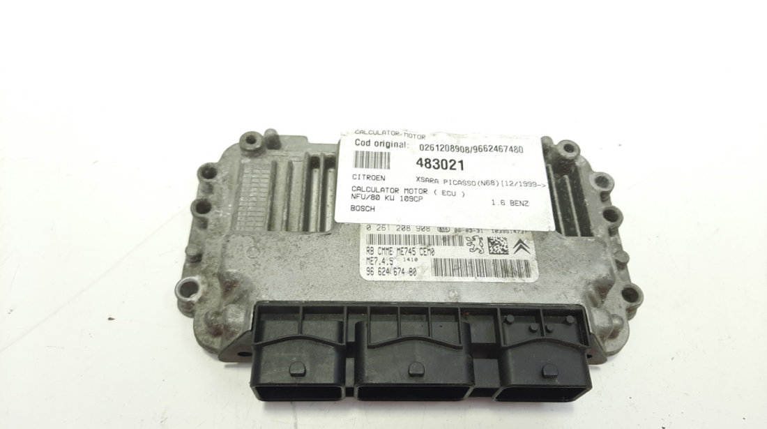 Calculator motor Bosch, cod 0261208908, 9662467480, Citroen Xsara Picasso, 1.6 B, NFU (id:483021)