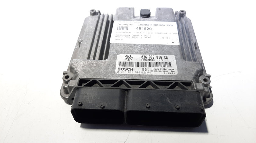 Calculator motor Bosch, cod 03G906016CB, 0281011900, VW Golf 5 (1K1), 1.9 TDI, BKC (id:491820)
