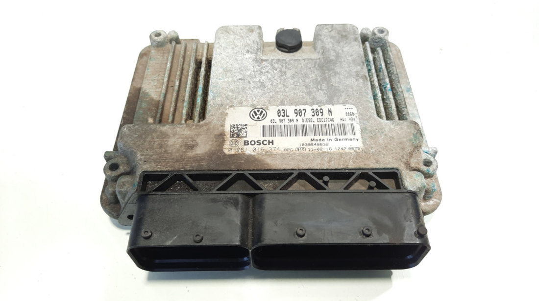 Calculator motor, cod 03L907309N, 0281016374, Skoda Superb II (3T4), 2.0 TDI, CFF (idi:540215)