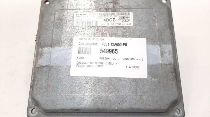 Calculator motor, cod 4S61-12A650-PB, Ford Fusion (JU), 1.4 benz, FXJA (id:549965)