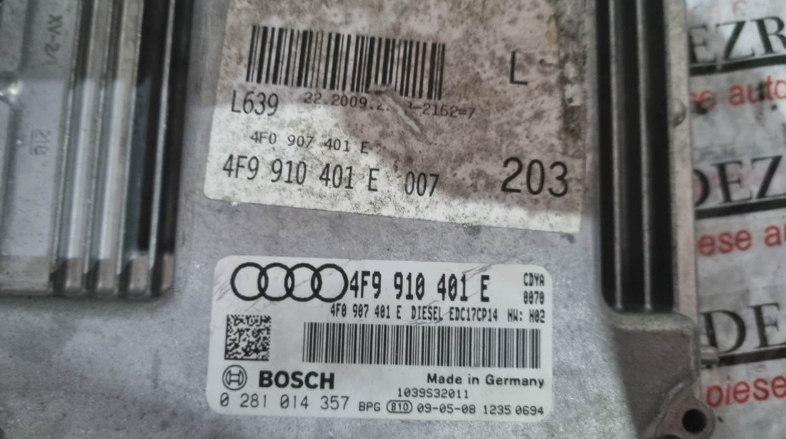 Calculator motor / ECU Audi A6 C6 Facelift 3.0 TDI quattro 239 cai motor  CDYA cod piesa : 4F9910401E #86282942