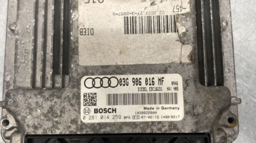 Calculator motor ecu Audi A6 C6 Sedan 2.0 TDI BRE Multitronic, 140cp sedan 2008 (03G906016MF)