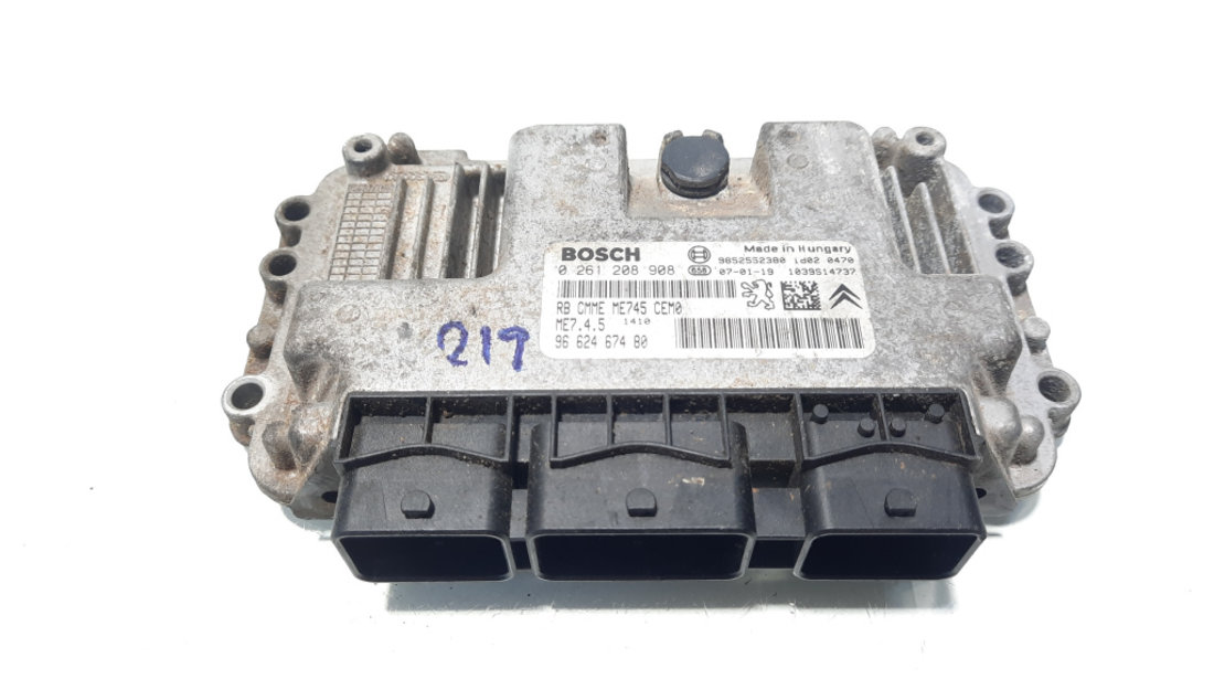 Calculator motor ECU Bosch, cod 0261208908, 9662467480, Citroen C3 (I), 1.6 benz, NFU (idi:560744)