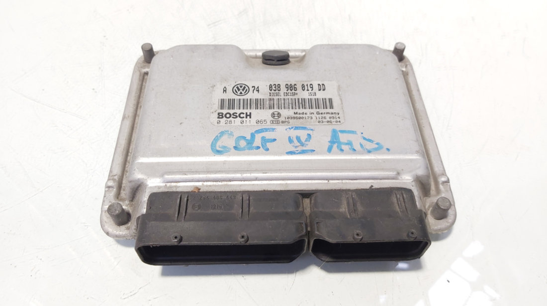 Calculator motor ECU Bosch, cod 038906019DD, 0281011065, VW Bora Combi (1J6), 1.9 TDI, ATD (idi:644918)