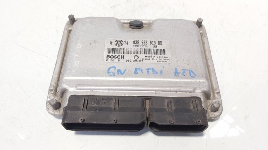 Calculator motor Ecu Bosch, cod 038906019DD, 0281011065, VW Golf 4 (1J1), 1.9 TDI, ATD (id:644919)