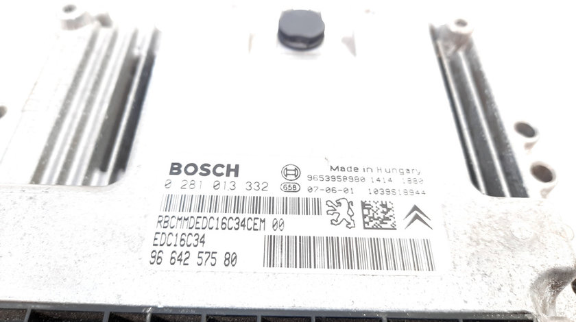 Calculator motor ECU Bosch, cod 9653958980, 0281013332, Citroen Xsara Picasso, 1.6 HDI, 9HZ (idi:538671)